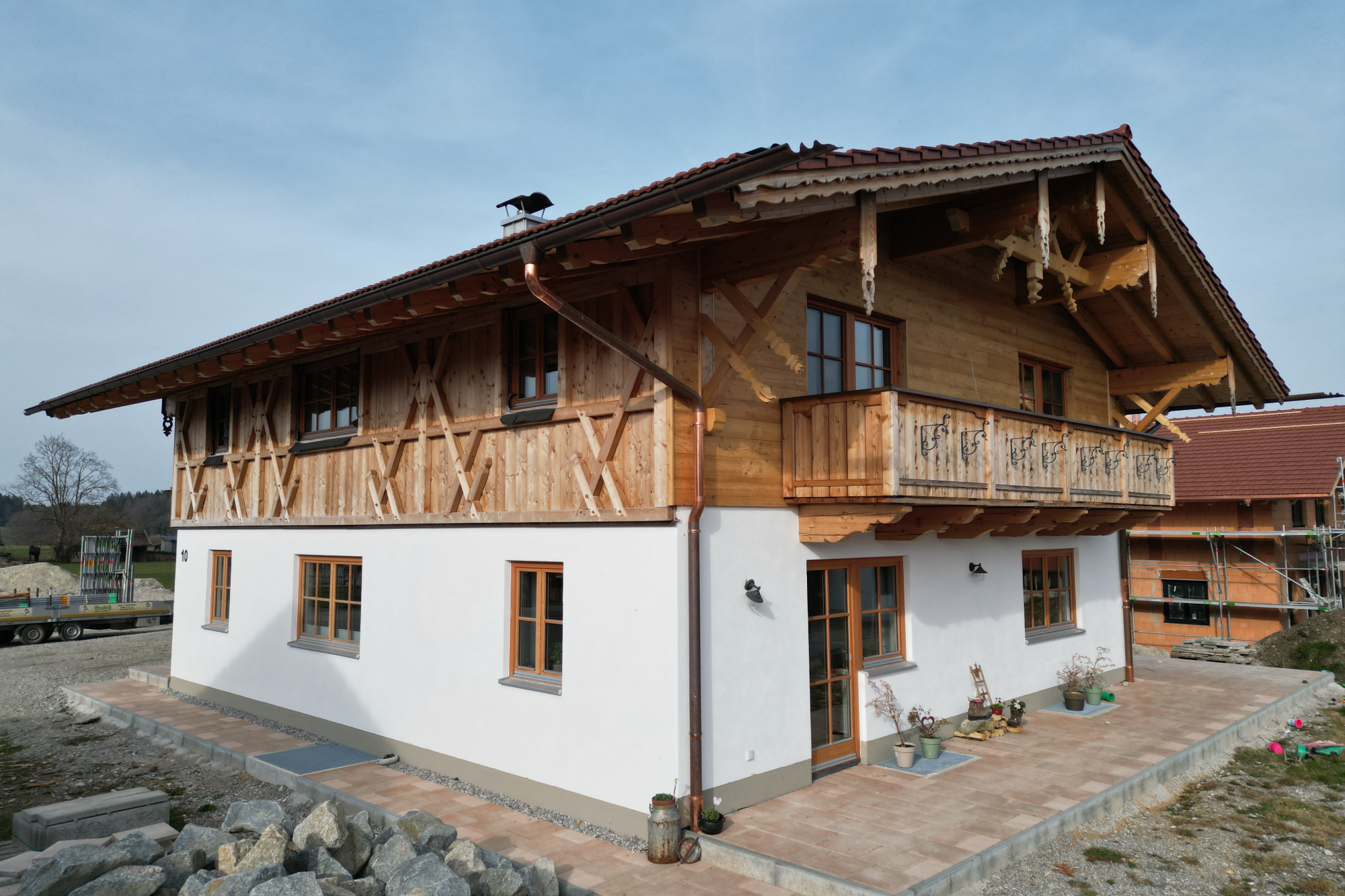 Luftaufnahme eines Bauprojekts von Holzbau Bosch